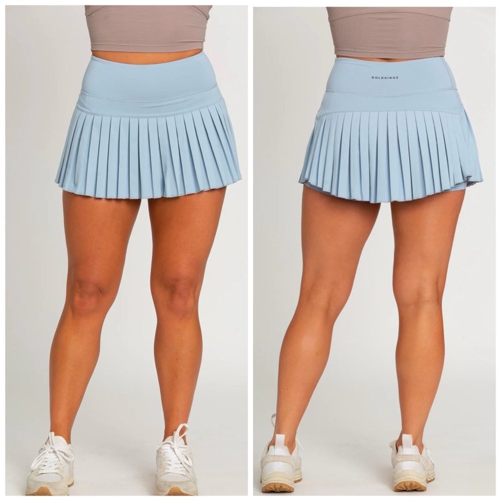 Gold Hinge Women's Pleated Tennis Skirt S Pale Blue